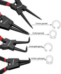 Snap Ring Pliers Set, Heavy Duty 4PCS-7 inch Internal/External Circlip Pliers Kit with straight and bent jaw tips for C-Clip ring remover