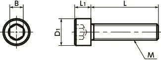 Diagram of SNSL-M6-12-PN NBK Socket Head Cap Screws - SUS316L-Surface hardening - Made in Japan, dimensions labeled for precise fitting.