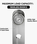 Close-up of solid steel trolley roller showing 6200z bearings for 2 Wheel Trolley Assembly Rollers with Dual Bearings for 1-5/8 Inch & Taller Strut Channel