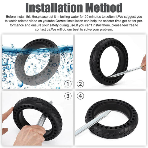 Installation method for Solid Tire for m365 Electric Scooter Mijia Mi m365 pro/gotrax gxl V2/gotrax XR, 8.5 inches electric scooter wheels