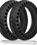 Two Solid Tires 8.5x2 Inches for Electric Scooter, 50/75-6.1 Replacement Wheels, Rubber Tyre 8-1/2'' in black, suitable for 8.5'' scooters.