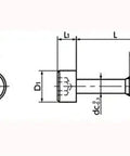 Technical diagram of SSC-8-32-5/8 NBK Socket Head Cap Captive Screws (Inch Screws) - Made in Japan for smooth mechanical alignment