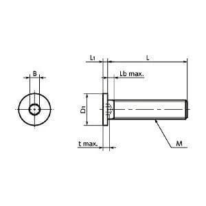 Technical diagram of ✝️ SSH-M6-16 NBK Socket Head Cap Screws - Special Low Profile - Ferrosoferric Oxide Coating - Made in Japan