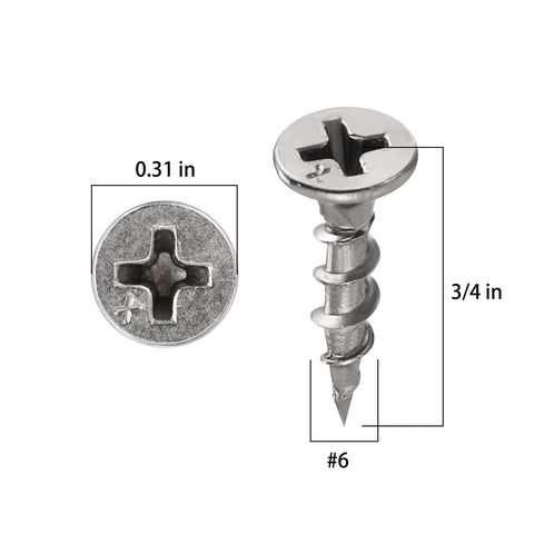 ✝️ Wensilon (420 pcs)#6X3/4 410 Stainless Steel Fastener Drywall Screws-Phillips with coarse Threaded tip, Black, dimensions shown