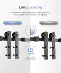 Comparison of 14 FT Heavy Duty Sliding Barn Door Hardware Track Kit with Straight Pulley, showing steel construction quality and longevity.