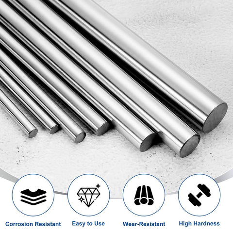 Close-up of multiple 20mm Linear Motion Rods, 2pcs Solid Chrome Plated Steel Shafts 331mm Length for CNC, 3D Printer, DIY Projects, on display