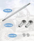 2 pcs adjustable steering tie rod ball joint, 185mm length with 8mm hole diameter, carbon steel linkage for 49cc ATV