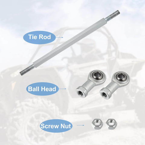 2 pcs adjustable steering tie rod ball joint, 185mm length with 8mm hole diameter, carbon steel linkage for 49cc ATV