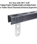 2 Wheel Silent Trolley Assembly Rollers with Deep Groove Bearings for 1-5/8 Inch Strut Channels and Taller Installation