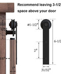Dimensions and clearance needed for 6.6FT Super Mini Sliding Barn Door Cabinet Hardware Kit for Single Door TV Stands and Wardrobe Cabinets