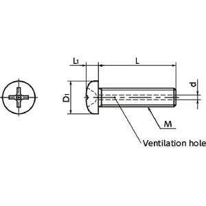 Technical diagram of SVHS-M4-16 NBK Hexagon Head Bolts - Ventilation Hole- 10 Vacuum Vented screws - Made in Japan dimensions and details