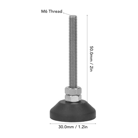 Protect floors and stabilize heavy machines with adjustable, swivel leveling feet featuring a reinforced nylon base and non-slip rubber pad.