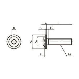 Technical diagram of ✝️ SFBS-M4-8 NBK Socket Button Head Cap Screws - Flange 20-Pack - Made in Japan for automation systems.