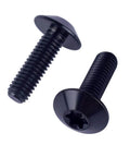 Two black VAMUOEFL Titanium Bolts M6x12mm, Button Torx Head T25 for Bicycle Motorcycle, 4Pcs, close-up on white background.