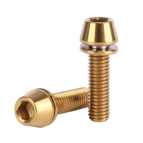 6 pcs titanium M5 x 18mm tapered head hex bolts with washers for bicycle stem