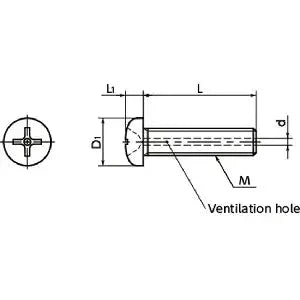 Technical diagram of 10-Pack Made in Japan SVPT-M3-16 NBK Phillips Cross Recessed Pan Head Titanium Machine Vacuum Vented Screws