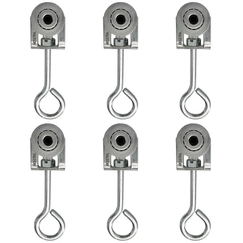 Pack of 6 2 Wheels Trolley Assembly Rollers with Eye Hook Loop Silver Electro Galvanized Zinc Finish for 1-5/8 Inch Strut Channels