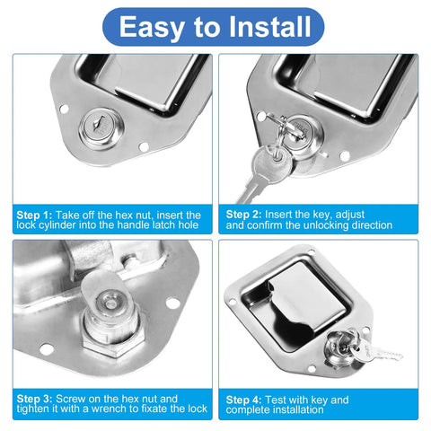 Installation steps for Truck Tool Box Lock Replacement Keyed Different Five Eighth Inch Cylinder Fits Toolbox Handle Latch