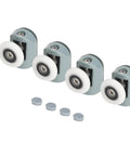 Upper Shower Door Rollers Set of 4 Single Wheel Runners for Sliding Glass Doors Designed for 5mm and 6mm Glass with Stainless Steel Nylon Construction