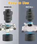Illustration of wheel bearing install and removal with Upgraded Front/Rear Wheel Bearing Install and Removal Press Tool Kit