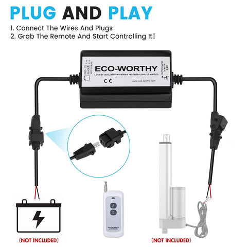 wireless actuator controller kit with remote and connectors
