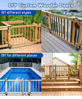Heavy Duty Sliding Gate Kit with Latch and Manual Universal Hardware for Wooden Gates Ideal for Backyard Patio Deck Stairway Hallway and Pet Safety with Smooth Quiet No Sag Operation shown on different style gates and locations