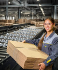 Worker in warehouse with 60 Pcs Surface Roller Ball Transfer Bearings 1 Inch Carbon Steel Ball Casters on conveyor system