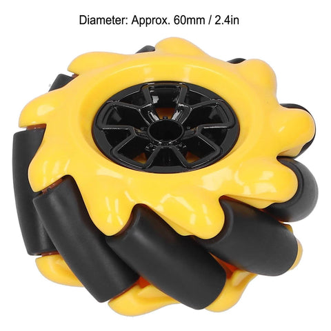 Yellow 60mm High Hideness Mecanum Wheel -Directional Wheel TT Motor Hubs/Connector for Robot Car Kit DIY STEM Toy Parts