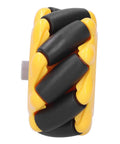 Front view of Yellow 60mm High Hideness Mecanum Wheel -Directional Wheel TT Motor Hubs/Connector for Robot Car Kit DIY STEM Toy Parts((2 Pair))