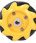 Mecanum Wheel, Omni Wheel, Practical TT Coupling for DIY Smart Car Accessories, strong and firm, yellow and black wheel close-up view