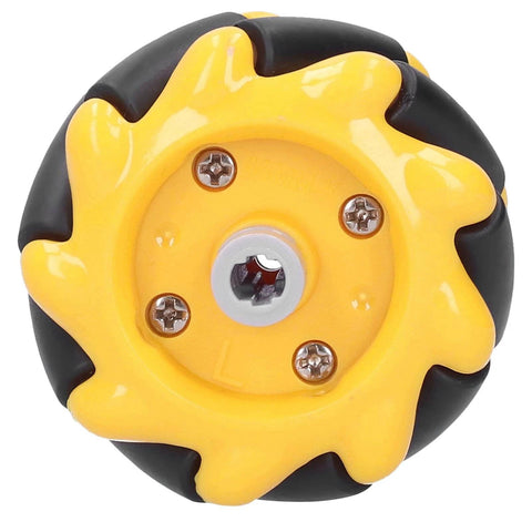 Mecanum Wheel, Omni Wheel, Practical TT Coupling for DIY Smart Car Accessories, strong and firm, yellow and black wheel close-up view