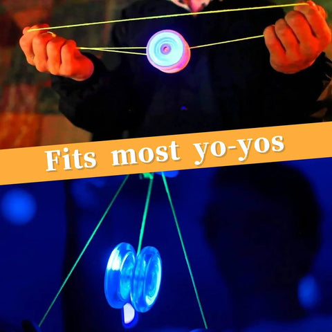 Yo-Yo Bearing Replacement Kit with 10 Ball & 8 Ball Bearings being used with glowing yo-yo in dark setting, fits most yo-yos