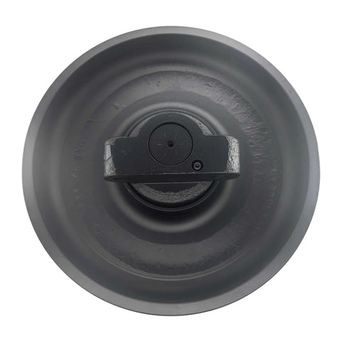 Top view of Zoomwintrack 08811-31300 Rear Track Idler fits Takeuchi TL12R2, black replacement wheel